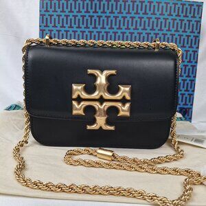 🌻 Black Tory Burch Chain Bag Eleanor Convertible Leather Crossbody Bag